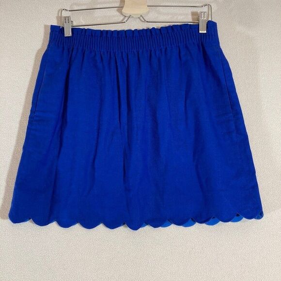 J Crew Skirt Sz 8 Cobalt Blue Linen Elastic Waist Pockets Lined Resort Wear - Picture 1 of 9